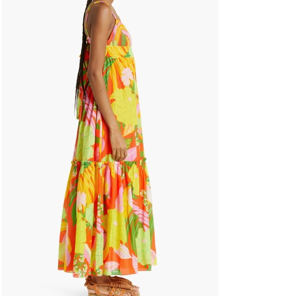 NWT $255 FARM Rio Neon Floral Tiered Cotton Maxi Dress in size XL! - Picture 7 of 14